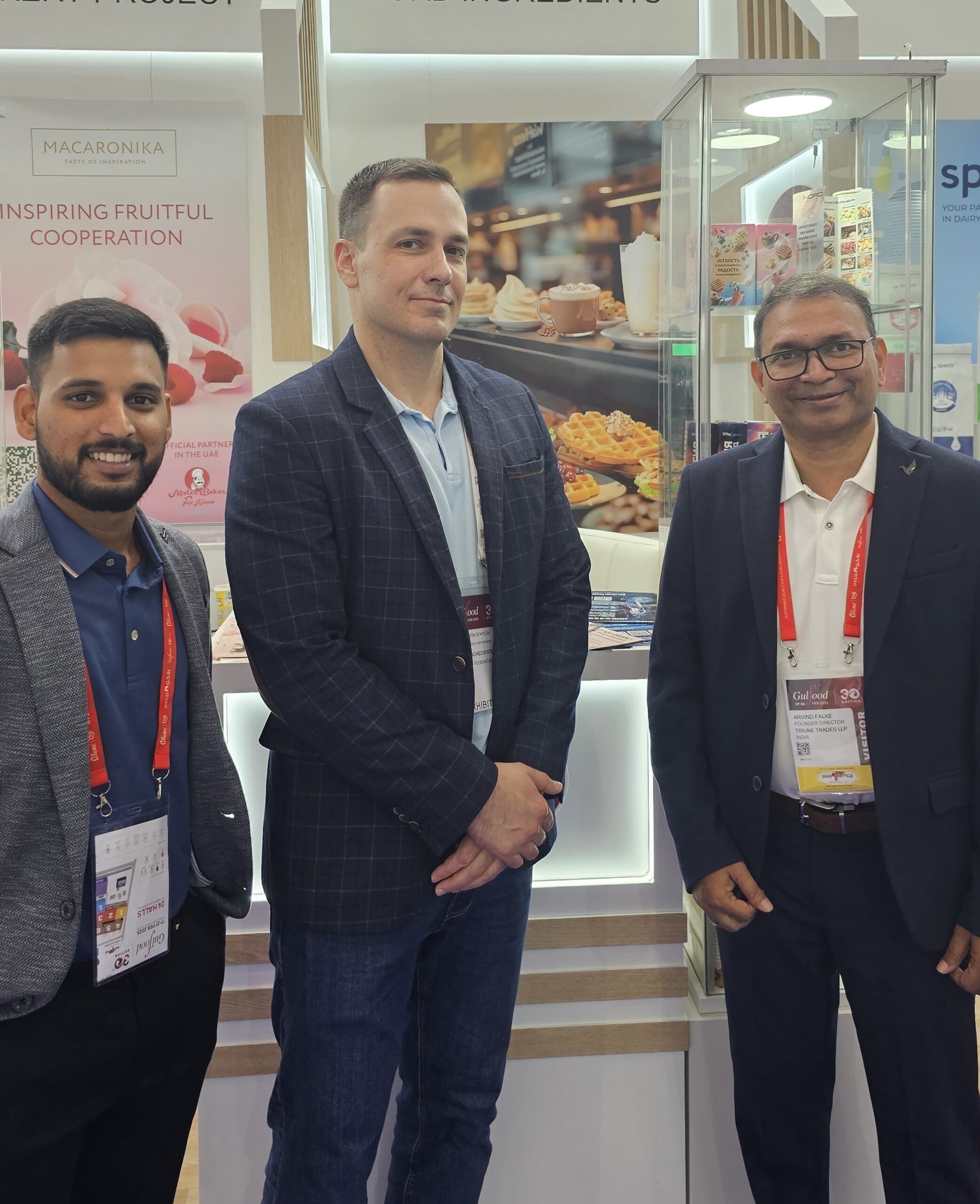 Triune Trades founders meeting international buyers at global trade expo